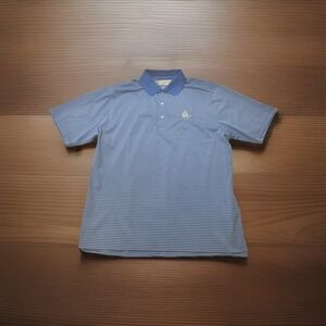 Donald Ross Carnoustie Golf Links Polo Men's L Blue Stripe Performance Shirt